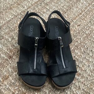 Corkys Black Zipper Sandals for Women